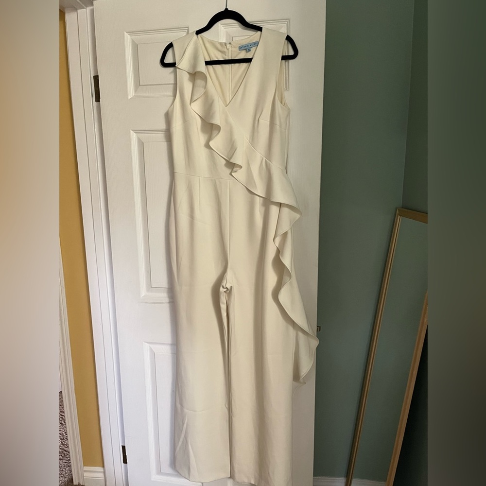 Antonio Melani off white jumpsuit with ruffle detail. NWOT